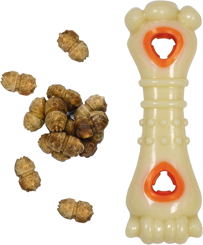Nylabone Knuckle Bone Pop-In Treat Toy Power Chew Toy for Dogs, Interactive Treat Dispensing Enrichment Dog Toy, Long Lasting Chicken Flavor, Medium Dogs - Up to 35 lbs