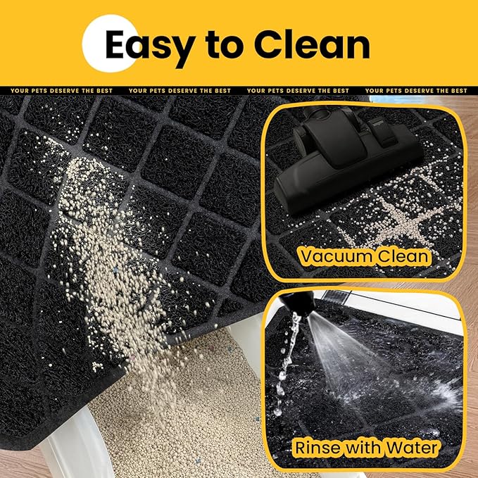 Conlun Cat Litter Mat Litter Trapping Mat, 35" x 23" Premium Durable PVC Grid Mesh with Scatter Control, Non-slip, Less Waste Cat Litter Box Mat, Soft on Kitty’s Paws, Urine Waterproof