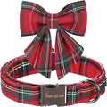Unique style paws Christmas Dog Collar with Bow Tie Red Plaid Puppy Collar for Small Medium Large Dogs as Autumn Winter Gifts -XL