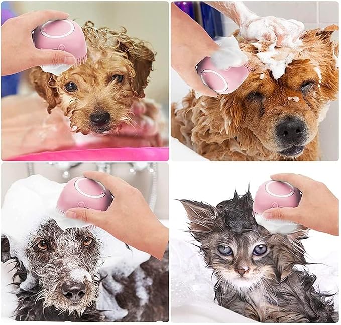 Pet Dog Shampoo Massager Brush Cat Massage Comb Grooming Scrubber Shower Brush for Bathing Short Hair Soft Silicone Brushes