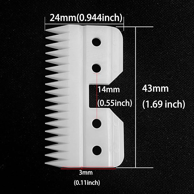 18 Teeth Ceramic and Steel Clipper Blades for Oster Fast Feed, A5 Dog Grooming Clipper, Replacement Ceramic Blades Compatible with Andis Detachable Blade Parts, Wahl KM Series Cutter