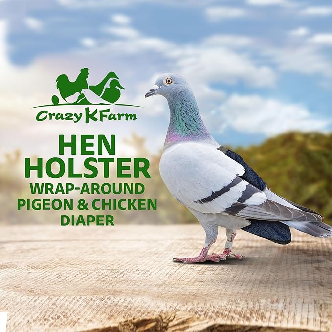 Hen Holster Premium Starter Kit - Bird Diaper, Wrap Around for Larger Pigeons, Small Breed Hens & Roosters - Leak-Proof, Comfortable Bird Harness with Sewn-in Liner & Hook & Loop Closure - XS, Denim