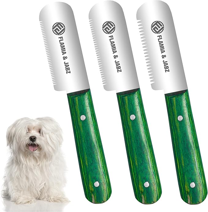 FLAMIA & JABZ FJ Professional Stripping Knife, Right handed, 3 inch blade (Stainless Steel) (3 Pack, Green)