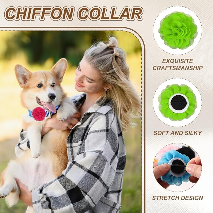 Dog Collar Flowers, Pet Flower Charms Soft Chiffon Cat Collar Bow Tie Floral Grooming Supplies, Intended for Dog