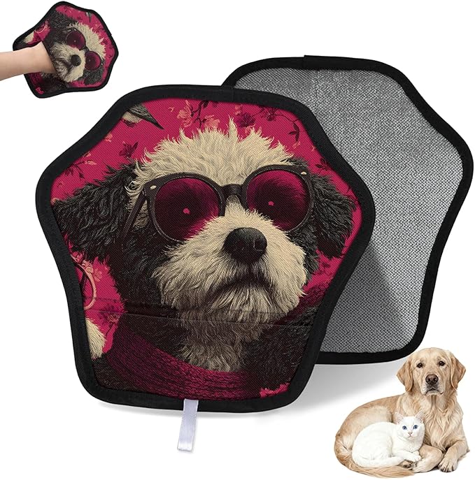 Cool Dog Pet Hair Removal Glove for Dogs & Cats,2 PCS Newly Upgraded Reusable Electrostatic Pet Hair Gloves,Dog Hair Remover Tool for Clothing,Couch,Carpet,Car Seat