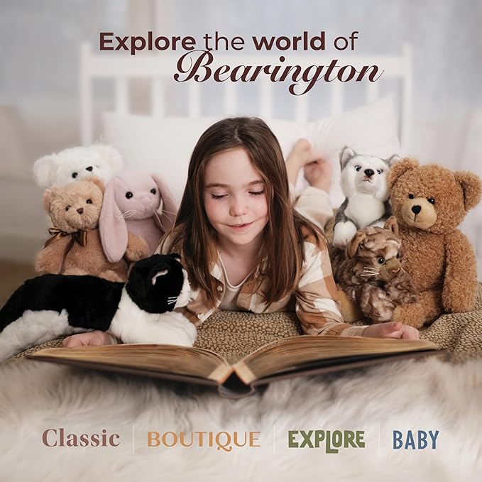 Bearington Domino Cat Stuffed Animals - 15" Realistic Tuxedo Cat Plush - Black and White Kitty Plushies with Soft Fur and Lifelike Details - Adorable Cuddly Gift for Kids and Adults