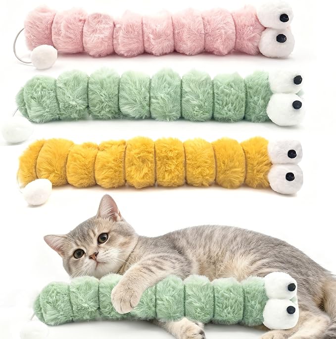 3 Pack Cat Toys Pillows,Catnip Inside, Interactive Indoor Kitten Play and Exercise Toy,Promotes Kitty Exercise,15.96 Inches(Pink+Green+Yellow)