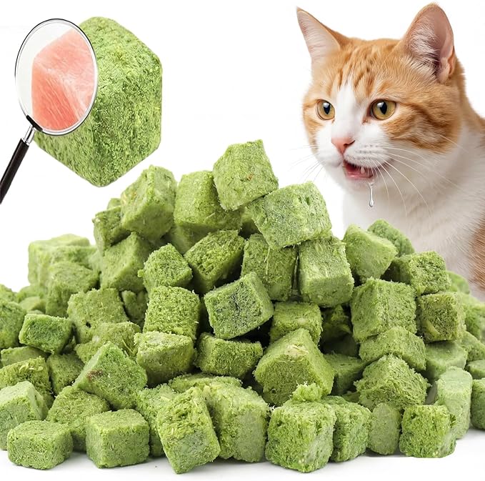 120g/4.23oz Cat Toy Cats Grass Treats, Fish Oil Kitten Grass Catnip Stick for Hairball Removal Teeth Cleaning Cats Edible Freeze Dried Kitty Lickable Chew Dental Snack for Indoor Kitty Food