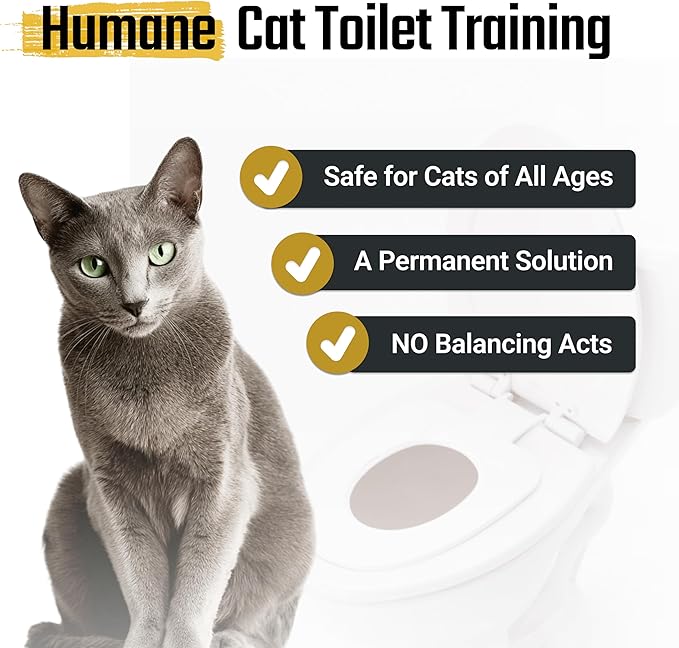The Cat Throne™—All-Inclusive, Premium Cat Toilet Training Kit | The First Humane & Vet-Approved System for Cats of All Ages | A New & Permanent Solution (Round Toilet Seat)