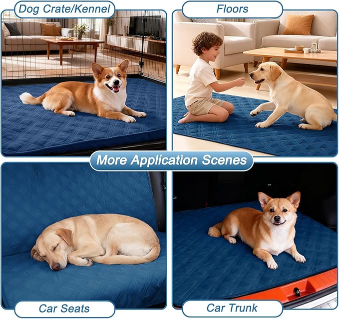 hyha Waterproof Dog Blanket, Reversible Pet Bed Blanket, Soft Sofa Couch Cover for Dogs Washable, Waterproof Pet Couch Covers for Sofa Puppy Cats Furniture Protector(82"x120", Navy Blue/Blue)