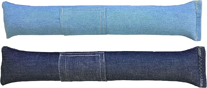 Refillable 15" (2-Pack) Catnip Cat Kicker Toys Filled with 1 oz Canadian Catnip, Dark Denim - Light Demim