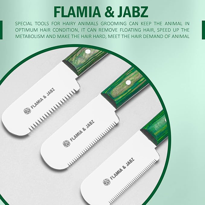 FLAMIA & JABZ FJ Professional Stripping Knife, Right handed, 3 inch blade (Stainless Steel) (3 Pack, Green)