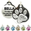 PetANTastic Engraved Cat Tags - Personalized with 4 Lines of Custom Engraved ID, Round Paw Print Stainless Steel Enameled in 6 Colors: Ocean Blue, Aquamarine, Deep Pink, Magenta, Pale Green, Amber
