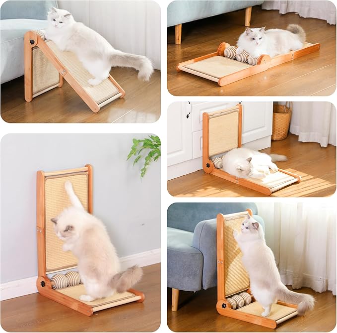 Cat Scratcher, 23.6 Inch L Shape Foldable Cat Scratching Post Pads Wall and Couch Mounted, Easy Install Cat Scratching Woodboard Toy for Indoor Cats, Large Size