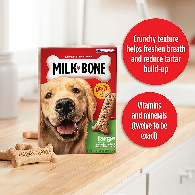 Milk-Bone Original Dog Treats Biscuits for Large Dogs (Packaging May Vary), 24 Ounces (Pack of 2)