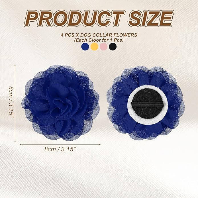 Dog Collar Flowers, Pet Flower Charms Soft Chiffon Cat Collar Bow Tie Floral Grooming Supplies, Intended for Dog