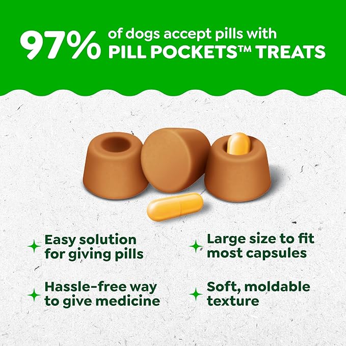 Greenies Pill Pockets for Dogs Large Size, Dog Treat Pouch for Capsule Medication, Cheese Flavor, 7.9 oz. Pouch