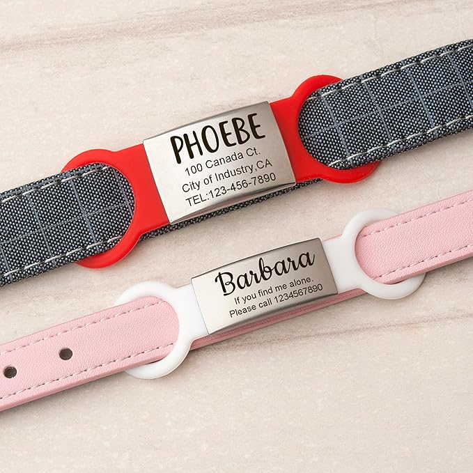 Anavia Slide On Silent Pet ID Tags Cat Dog Name Tags, Multi-Color Silicone Band Personalized Engraved Stainless Steel Tag, Customized Chew-Proof Quiet Dog Collar Tags (X-Large, White)