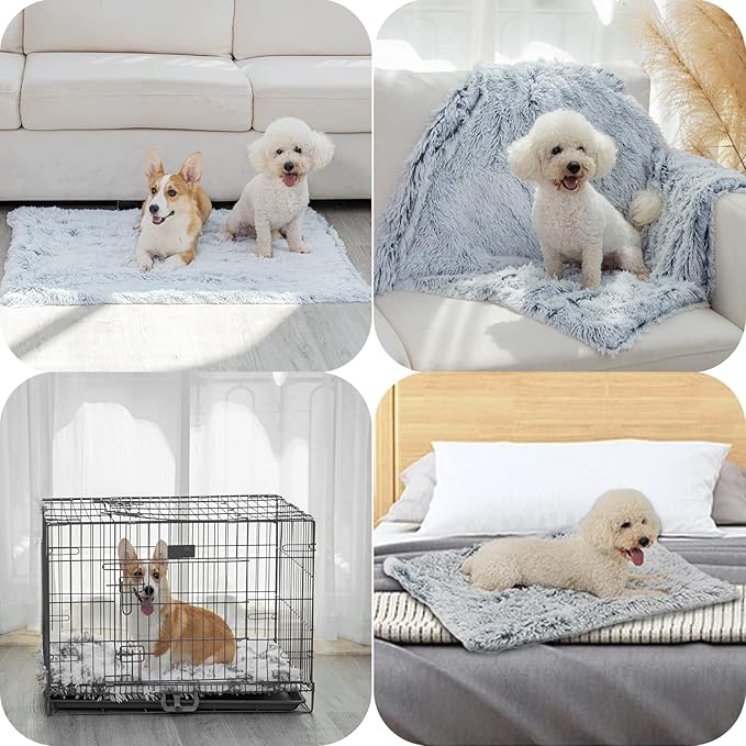 PJYuCien Fluffy Fleece Calming Pet Throw Blanket, Super Soft and Warm for Indoor Cats and Dogs, Large 30" * 40", Machine Washable, Grey Puppy Bed