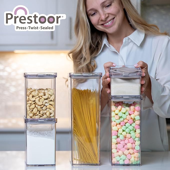 Leakproof Food Storage Container Set with Twist-Lock Lids, 3-Pack BPA-Free Stackable Pantry Canisters for Sugar, Flour, Pasta, Snacks(0.8qt (3.2 Cup), 1.9qt (7.6 Cup), 3qt (12 Cup)- Green