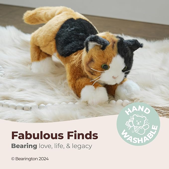 Bearington Callie Stuffed Cat Animal - 15" Realistic Calico Cat Plushies - Kitty Stuffed Animal with Soft Fur and Lifelike Details - Adorable, Cuddly Kitten Plush Gift for Kids and Toddlers