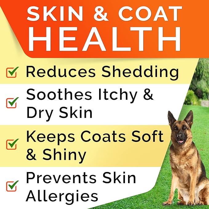 StrellaLab Omega 3 for Dogs - (360Ct) Fish Oil Treats - Allergy & Itch Relief Skin & Coat Supplement - Dry Itchy Skin, Anti Shedding & Hot Spots Treatment - Pet Salmon Oil Chews - Salmon Flavor