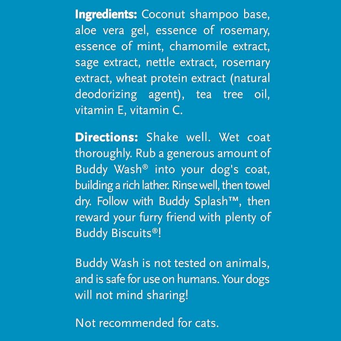 Buddy Biscuits Wash Dog Shampoo & Conditioner for Dogs with Botanical Extracts and Aloe Vera, 16 ounce Bottle (15222)