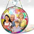 Personalized Grandpa Stained Glass Suncatcher, Photo Family Faux Stained Glass Window Hanging Ornament, Custom Photo Gift for Dad from Son Daughter, Birthday Gift for Grandpa, Uncle
