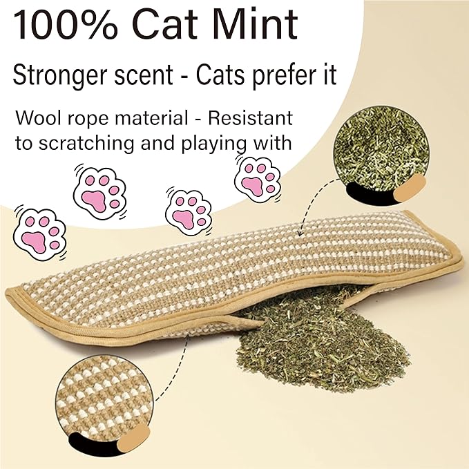 Catnip Toys, 2 Pack, Soft Sisal Material, Interactive Catnip Toys Contains 8000 mg of Organic Herbal Blend, Indoor Scratching, Chewing & Teething