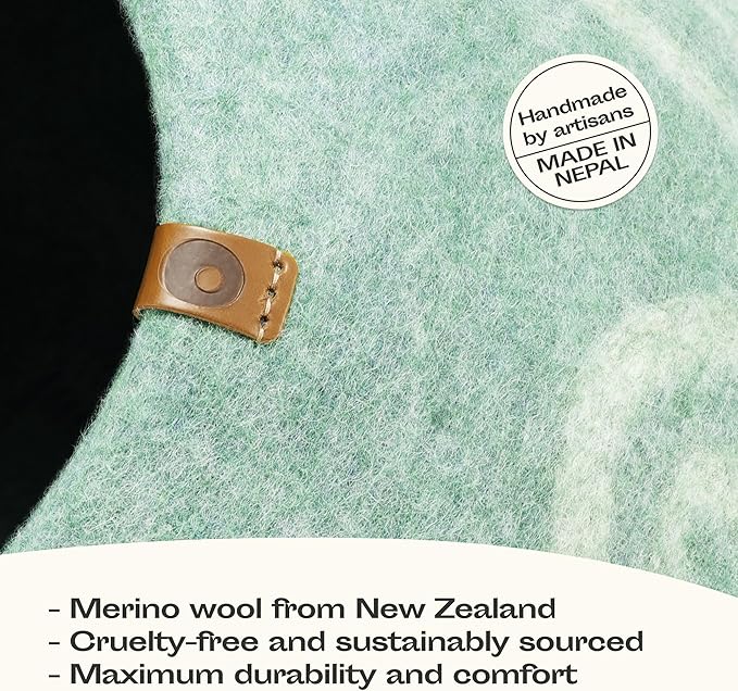 MEOWFIA Cat Cave – Premium Felt Cat Bed for Indoor Cats, Handmade Merino Wool (Pistachio, Medium)