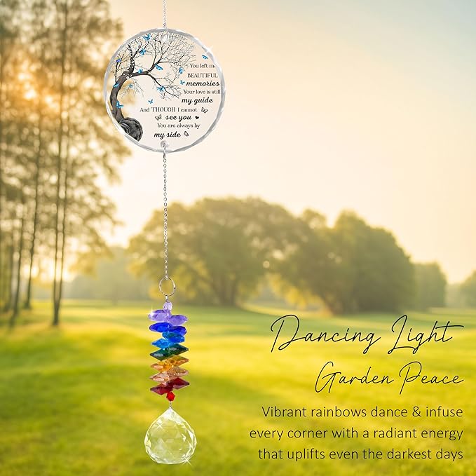Memorial Suncatcher Ornament Sympathy Gift for Loss of Loved One - Crystal Rainbow Maker - Bereavement Keepsake - Hanging Crystal Decor - Loss of Family Friend Pet