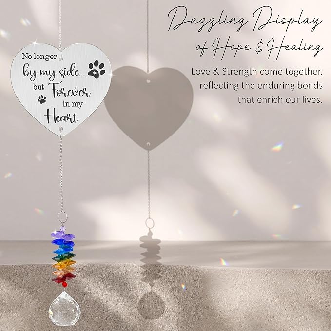 Pet Memorial Suncatcher - Memorial Paws Print Ornament - Paw Suncatcher Rainbow Bridge Gift - Pets Loss Crystal Decor Sympathy Gifts - Mother's Day for Dog Mom Dad Pet Lover