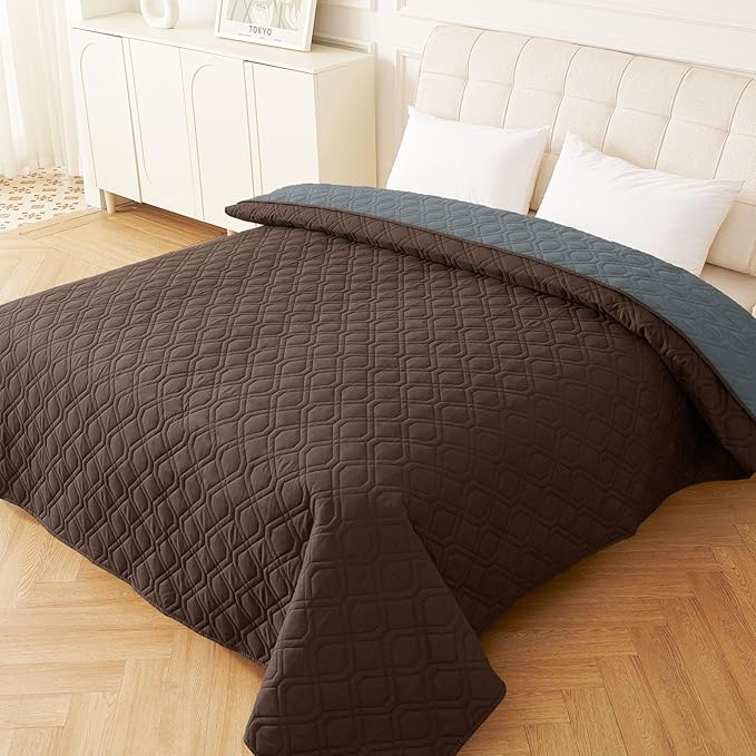 hyha Waterproof Dog Bed Blanket, Soft Pet Blankets, Waterproof Couch Cover for Dogs, Reversible Sofa Covers Washable for Furniture (52x82 Inch, Chocolate/Dark Grey)