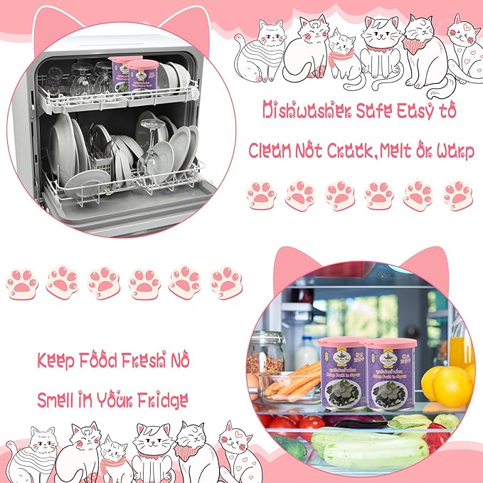 Uiifan Cat Food Lid Cat Food Can Covers Lids 8 Pcs Pet Can Supplies Set 5 Silicone Wet Kitten Foodstuff Tin Covers Lids 2 Silicone Dog Spoons 1 Paw Shape Multifunctional Opener for Pets(Pink)