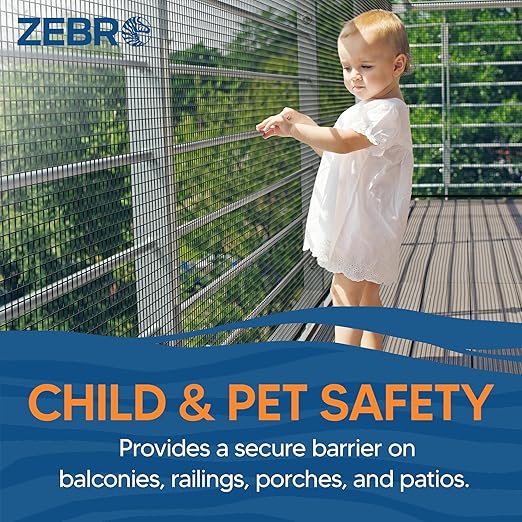 Zebro Plastic Mesh Screen & Fence Roll (3' x 15' - Black) - Indoor/Outdoor Balcony, Patio & Porch Netting - Safety Barrier Fence for Pets & Kids