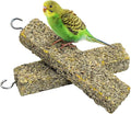 Fhiny 2 PCS Parakeet Treats, Natural Cockatiel Food Eucalyptus Leaves Mixed Grains Parrot Snack Sticks Bird Treats for Budgerigars Lovebirds Canaries Conurus Finches