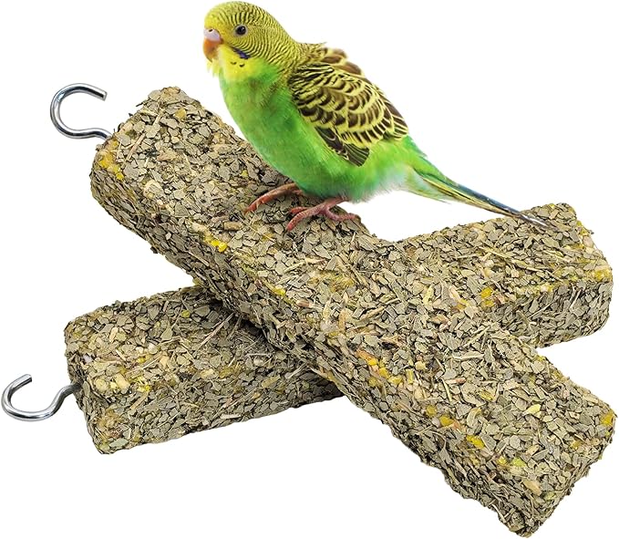 Fhiny 2 PCS Parakeet Treats, Natural Cockatiel Food Eucalyptus Leaves Mixed Grains Parrot Snack Sticks Bird Treats for Budgerigars Lovebirds Canaries Conurus Finches