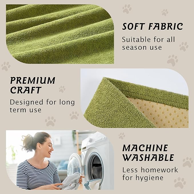 PuTian 100% Waterproof Couch Cover for Dogs - Anti-Scratch Washable Non Slip 2 Cushion Cover Blanket for L Shaped Sectional Recliner Chair Sofa Slipcover for Pet Cats Kids, 71''X118'' Boho Green