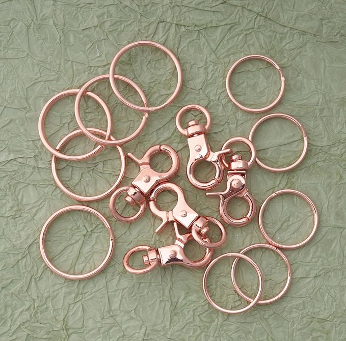 5 Pcs Dog Tag Clips with 5 Pcs 3/4 Inch 1 Inch Keychain Metal Rings for Pet Kitten Cat Collars ID Holder