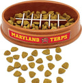 NCAA Super-Bowl Slow Feeder Dog Bowl. Football Design Slow Feeding Cat Bowl for Healthy Digestion. Non-Slip Pet Bowl for Large & Small Dogs & Cats (Maryland Terrapins)