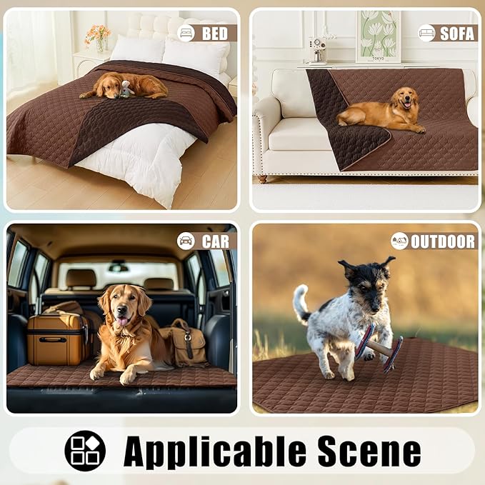 Smiry Waterproof Dog Bed Cover Blanket, Soft Reversible Pet Blanket, Washable Leakproof Cats Dogs Couch Cover for Sofa, Couch, Furniture (52x82 Inch, Brown/Chocolate)