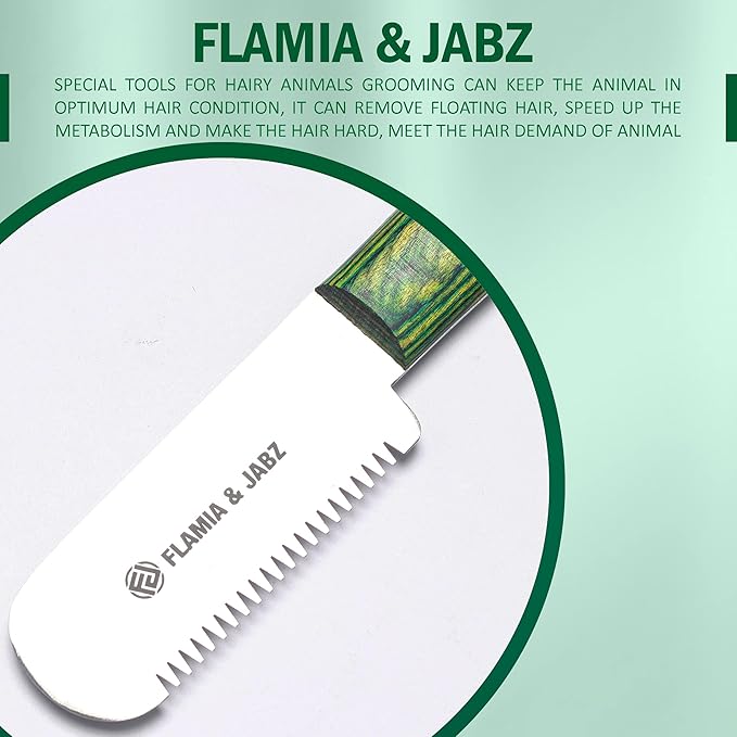 FLAMIA & JABZ FJ Professional Stripping Knife, Right handed, 3 inch blade (Stainless Steel) (Coarse, Green)