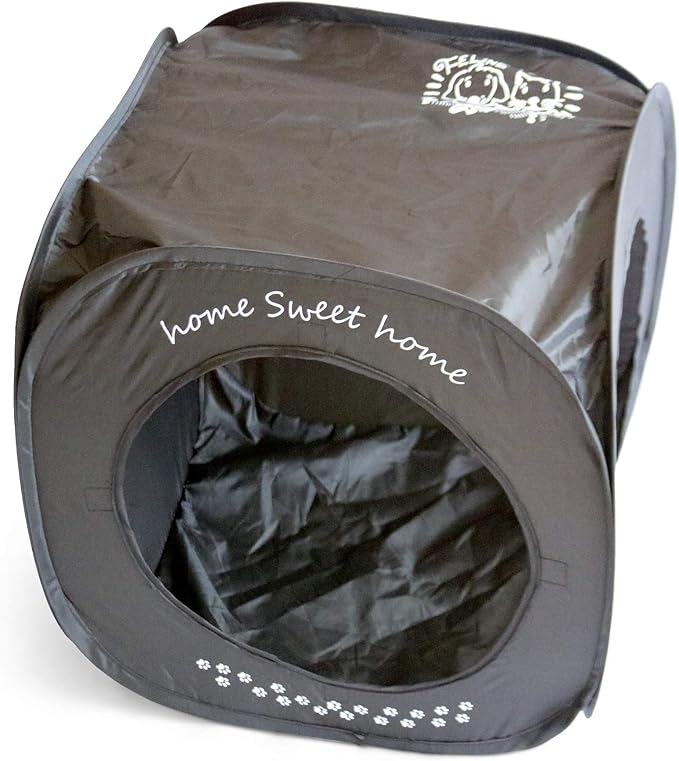 Feline Ruff Home Sweet Home Pop Up Cat Cube. A Collapsible Indoor Cat House. Covered Pet Bed Hideaway Cave for Dogs and Other Pets Too