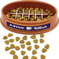 NCAA Super-Bowl - Kansas State Wildcats Slow Feeder Dog Bowl. Football Design Slow Feeding Cat Bowl for Healthy Digestion. Non-Slip Pet Bowl for Large & Small Dogs & Cats