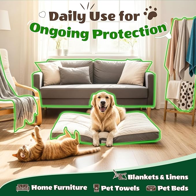 Flea & Tick Spray for Dogs & Cats, Plant-Based Formula with Lemongrass, Spearmint & Clove, Removes & Repels Fleas, Ticks, Mites, Lice & Mosquitoes, Gentle Daily Protection for Home & Pets
