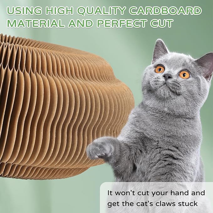 Goosheep Accordion Magic Organ Cat Scratcher Toys for Indoor Cats - Cardboard Cat Scratching Board Ball Scratcher Pad 3 Pack