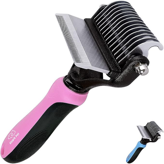 Dog Brush and Cat Brush-with Deshedding Brush, Dog Dematting Tools, Undercoat Brush for Dogs, Deshedding Tool, Reduce Shedding Up to 95%, for Short to Long Hair, and Large Breeds (Pink L)