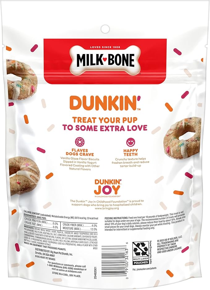 Milk-Bone Limited Edition Dunkin' Vanilla Glaze Flavor Biscuit Dog Treats, 8 Ounce (Pack of 2)