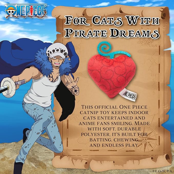 Pawsonify One Piece Anime Catnip Cat Toys for Indoor Cats: Crinkle Plush Op-Op Fruit Interactive Kitten Toys for Indoor Cats Self Play, Chew & Catnip Kicker for Adult or Kitten Enrichment