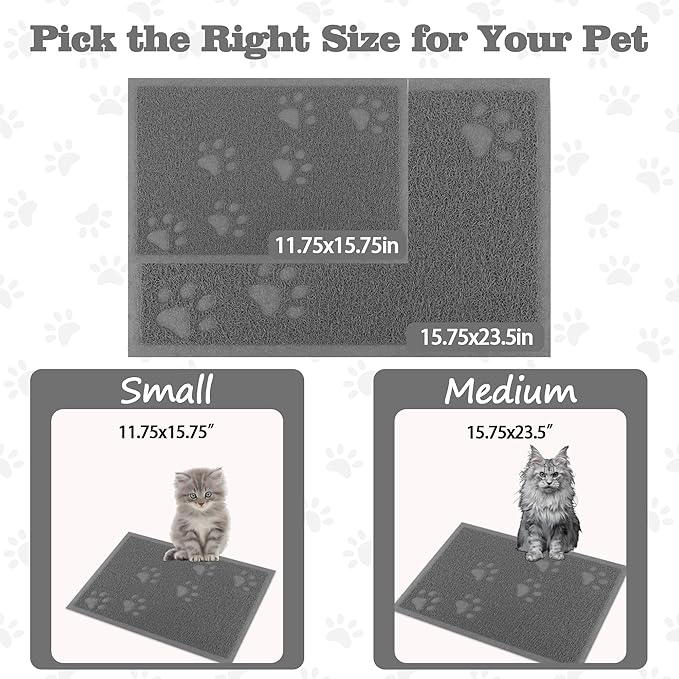 Darkyazi Cat Litter Box Mat for Floor Litter Trapping Mat Non-Slip Backing, Scatter Control, Easy Clean, Water Resistant, Soft on Paws (15.75" x 11.75",Grey)